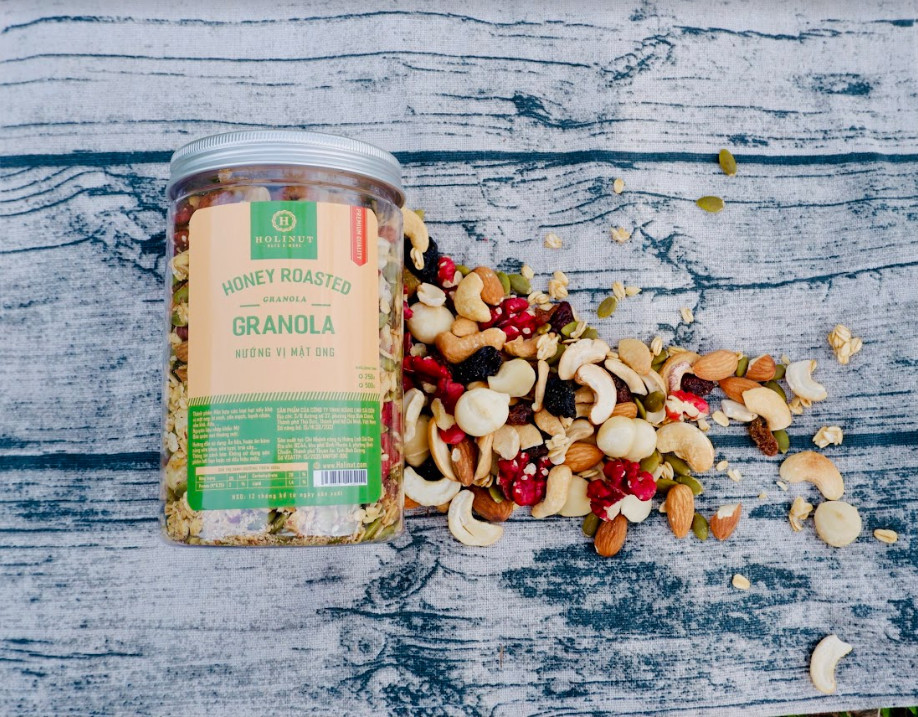 Ngũ Cốc Granola Nướng Vị Mật Ong Hạt Nhập Khẩu - thương Hiệu Holinut/500gram