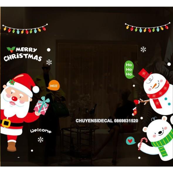 Decal trang trí tường Noel - Noel Trằng hoạt hình chào lễ vui nhộn