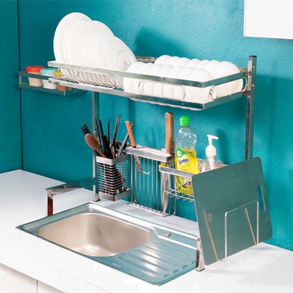 Kệ chén bát đa năng Foodcom bằng inox cao cấp không gỉ, giá để bát trên bồn rửa ráo nước cho nhà bếp sạch sẽ