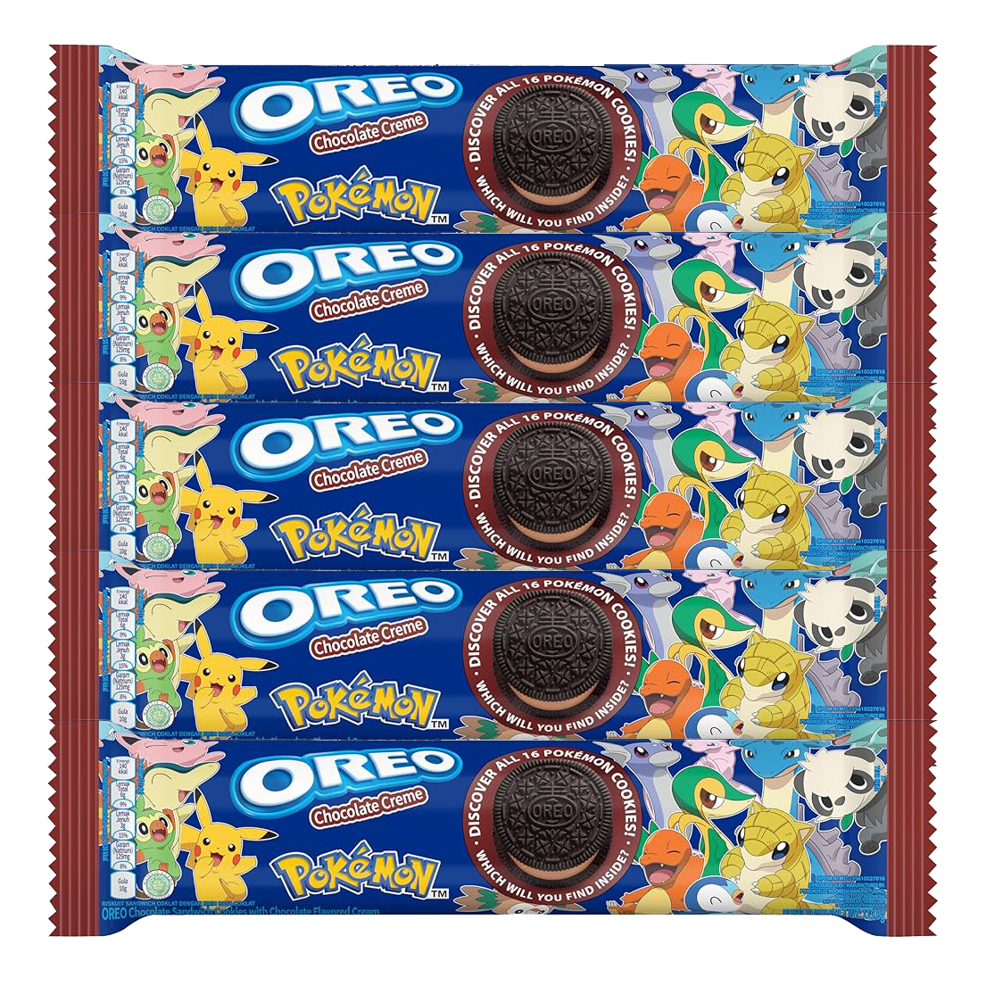 Bánh quy OREO POKÉMON vị sôcôla, combo 5 thanh x 119.6g