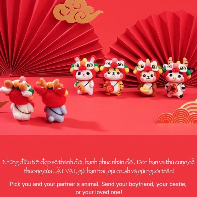 Bộ len chọc linh vật 12 con giáp cung hoàng đạo theo tuổi, quà tặng may mắn, DIY needle felting, có hướng dẫn