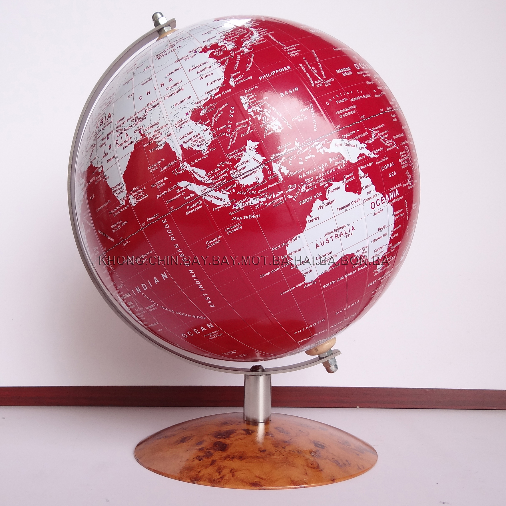 Địa cầu phong thuỷ 33 TA - Giá đỡ inox, đế inox vân nu