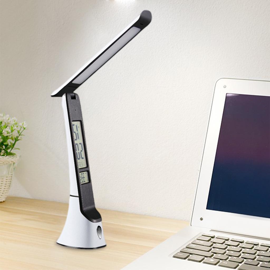 LED Desk Lamp Stepless Dimmable Folding Reading Light for Home Office White