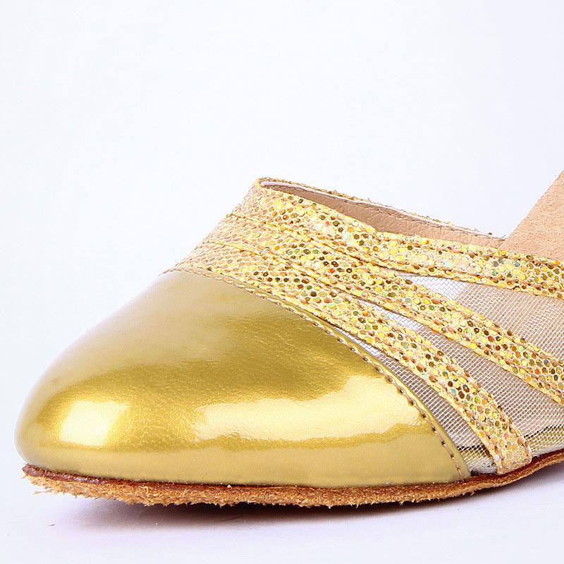 Giày khiêu vũ phụ nữ Latin Salsa Giày khiêu vũ của phụ nữ đóng cửa ngón chân 5cm thực hành duy nhất Color: Black Shoe Size: 7.5