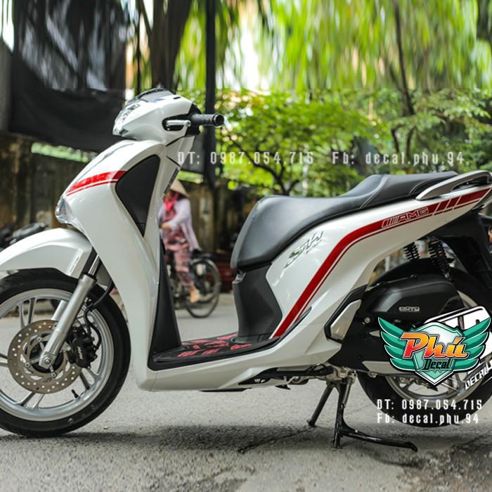 Tem rời SH 2017-2019 chỉ đỏ AMG xe trắng