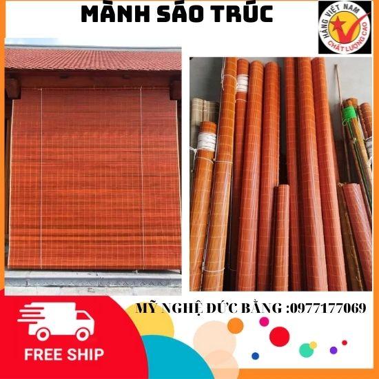 Mành sáo trúc che nắng ,rèm trúc che mưa ,màn sáo trúc treo ban công,mành treo hành lang màu cánh gián có dây kéo đầy đủ