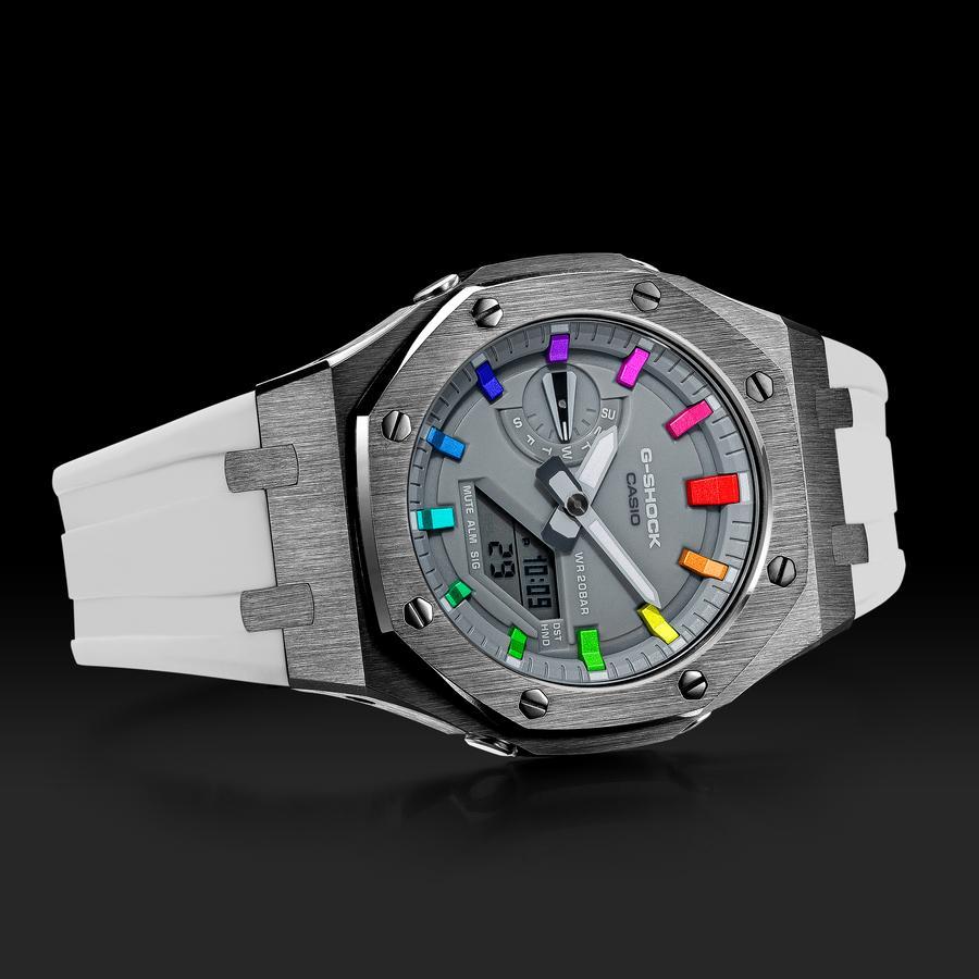 Đồng Hồ Nam Dây Nhựa Casio G-Shock GA-2110ET-8A AP Custom Grey White x Rainbow Royal Oak