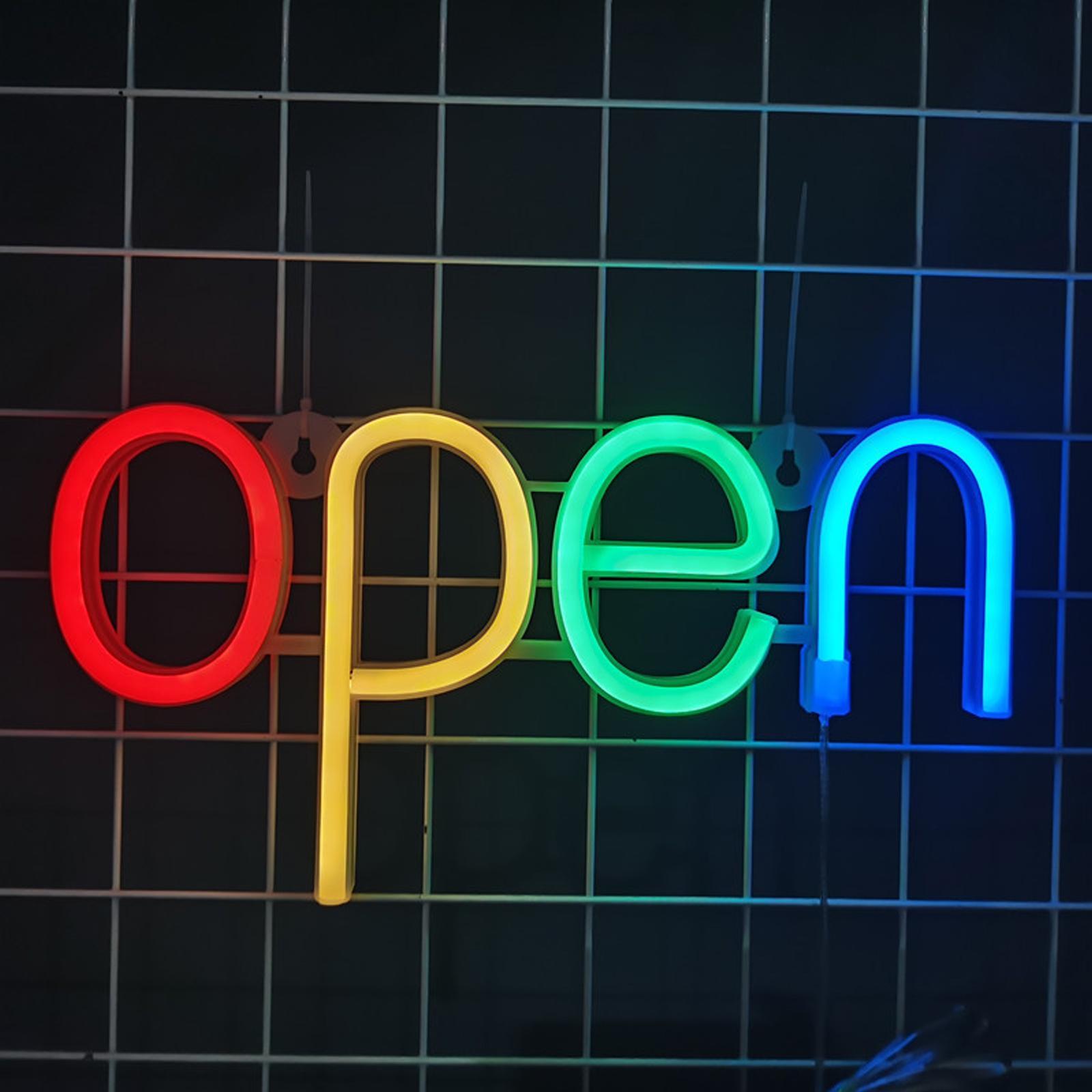 LED Open Sign Lighting Neon Lights Wall Hanging Cafe Shop Display Pub