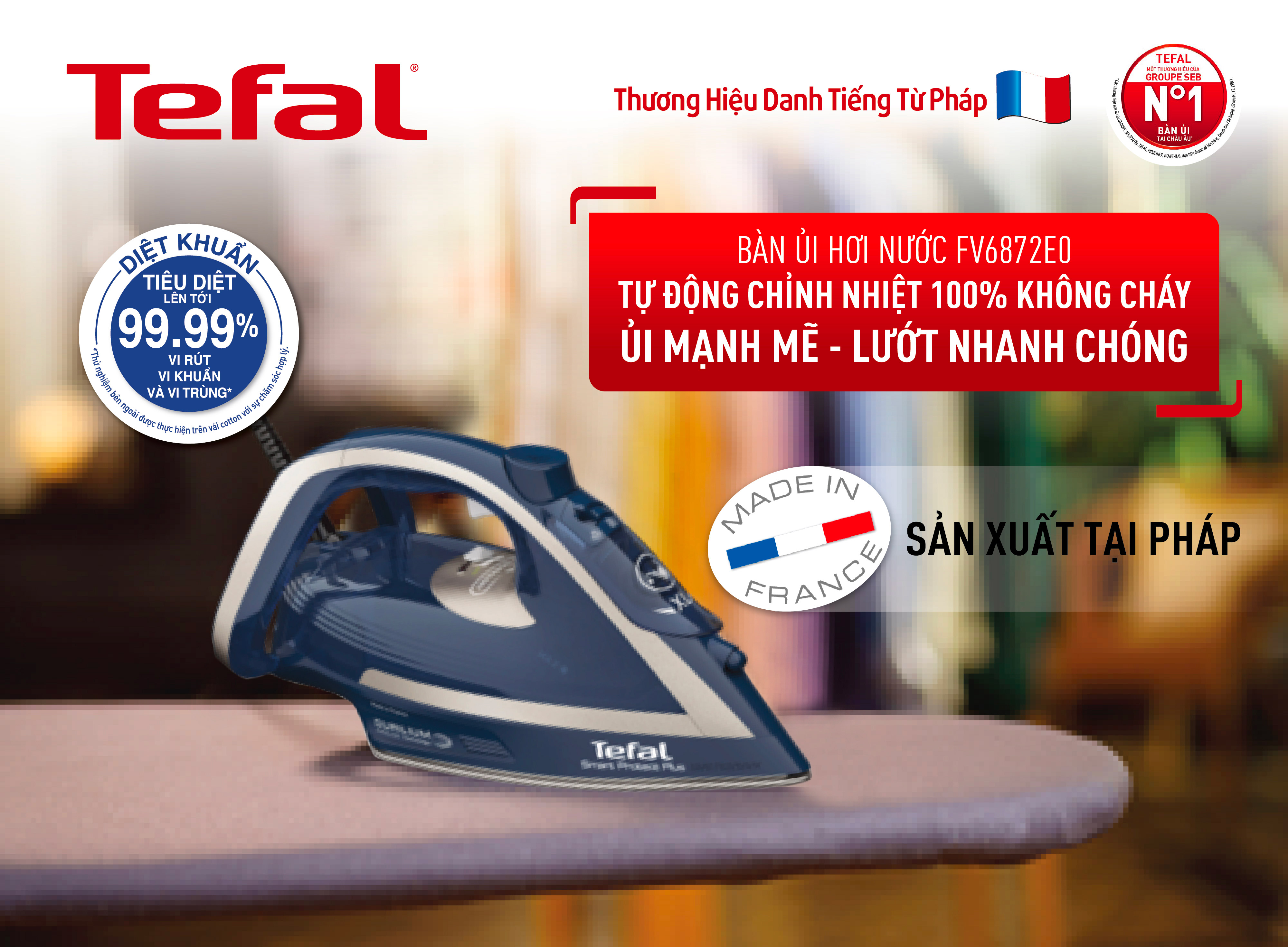 Bàn ủi hơi nước Tefal Smart Protect Plus FV6872E0 - 2800W - Hàng chính hãng