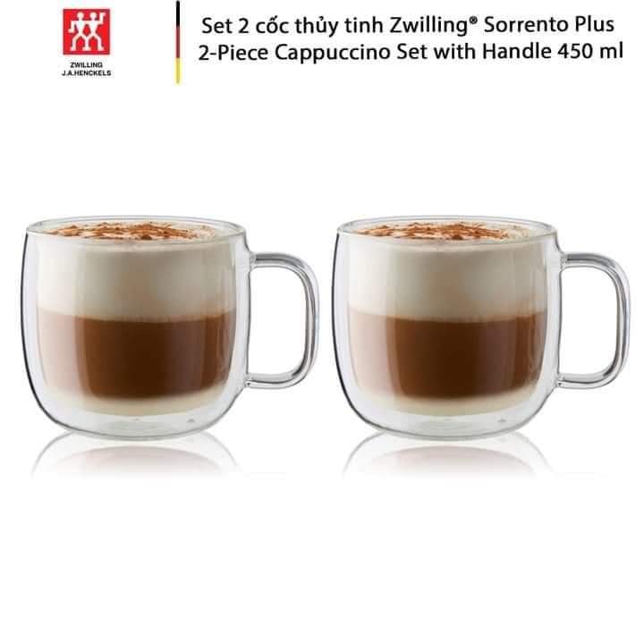 Bộ 2 cốc thủy tinh 2 lớp có quai cầm Zwilling Sorrento 450 ml Hàng chính hãng