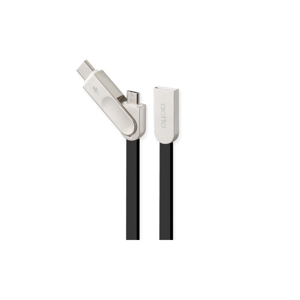 Cáp sạc đa năng 2 in 1 type C & Micro dài 1m - Great Type C Micro 5Pin Charging & Data Cable Actto USB-34 - Hàng chính hãng