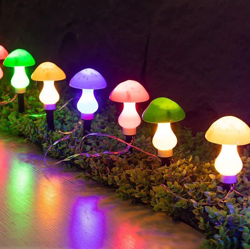 Đèn Trang Trí Năng Lượng Mặt Trời Hình Nấm, Nhiều Màu Sắc, 8 Nấm Đèn LED - DA3037