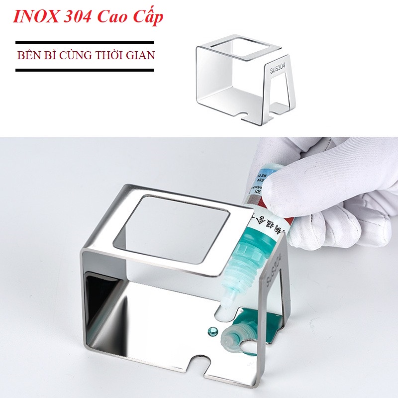 Kệ Để Bàn Chải Đánh Răng 3 Rãnh Có Khay Chứa Kem Đánh Răng Và Ly Xúc Miệng Inox 304 Cao Cấp