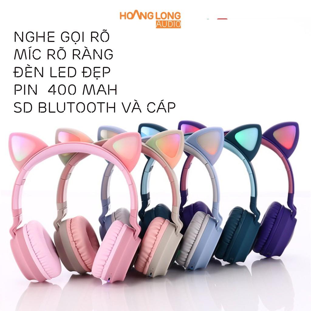 Headphone Tai Mèo Dễ Thương Có Mic, pin 400mAh nghe gọi rõ