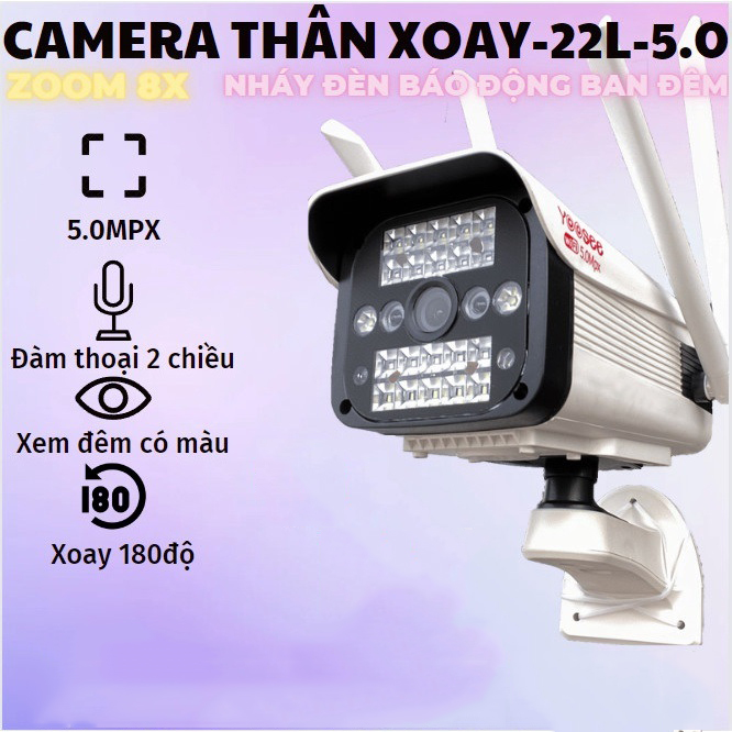 Camera IP Yoosee Thân Xoay Zoom 8X Siêu Nét 5.0Mpx 22 Led 4 Râu Hồng Ngoại, Ban Đêm Có Màu Chống Nước Đàm Thoại 2 Chiều Full Box Hàng Chính Hãng