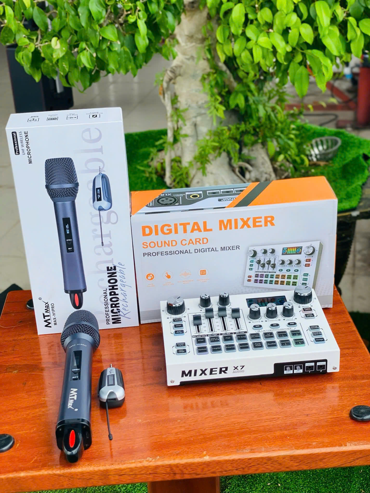 Combo Karaoke Thu Âm Livestream Gia Đình - Soundcard X7 + Micro H1, Hàng Chính Hãng