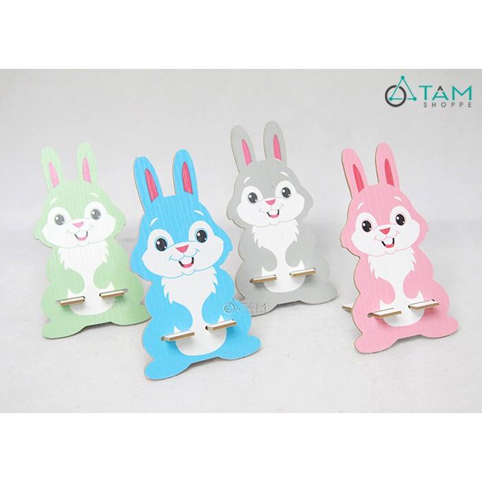 Combo 3 Giá đỡ điện thoại để bàn bằng gỗ con thỏ hoạt hình số 11