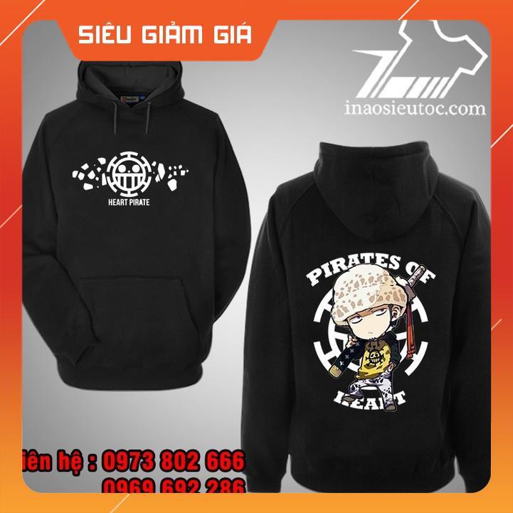 Áo Hoodie đen Law chibi One Piece giá rẻ