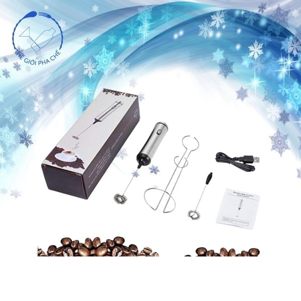 Máy Đánh Bọt Cafe Sạc USB Cao Cấp Có Giá Đỡ Tiện Dụng