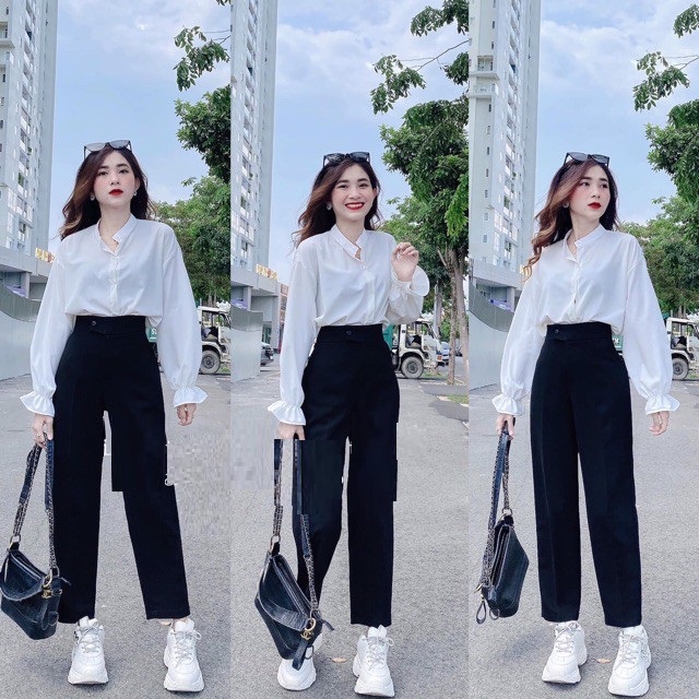 Quần Baggy CAP CAO kiểu dang dáng công sở, trẻ trung mix sơ mi siêu xinh