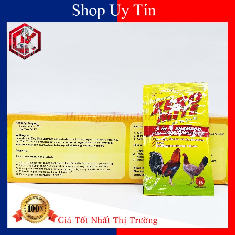 2 Gói Xà Bông Tắm Gà Zero Mite Giúp Lông Bóng Mượt Cho Gà Đá
