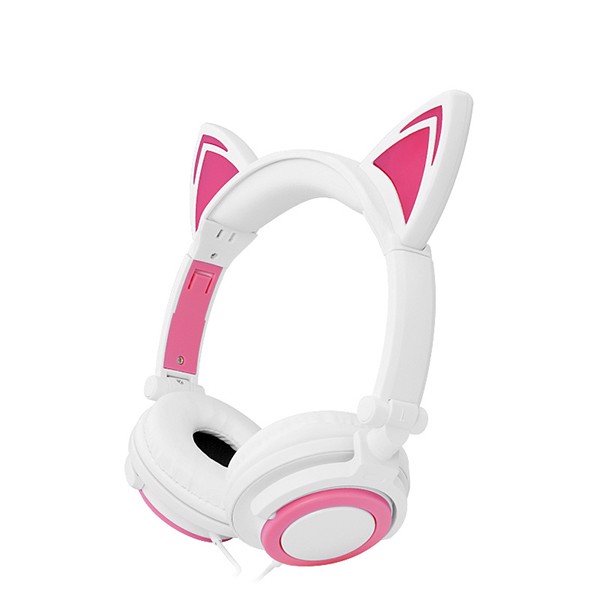 Tai nghe chụp tai mèo Headphone dễ thương có đèn led và dây