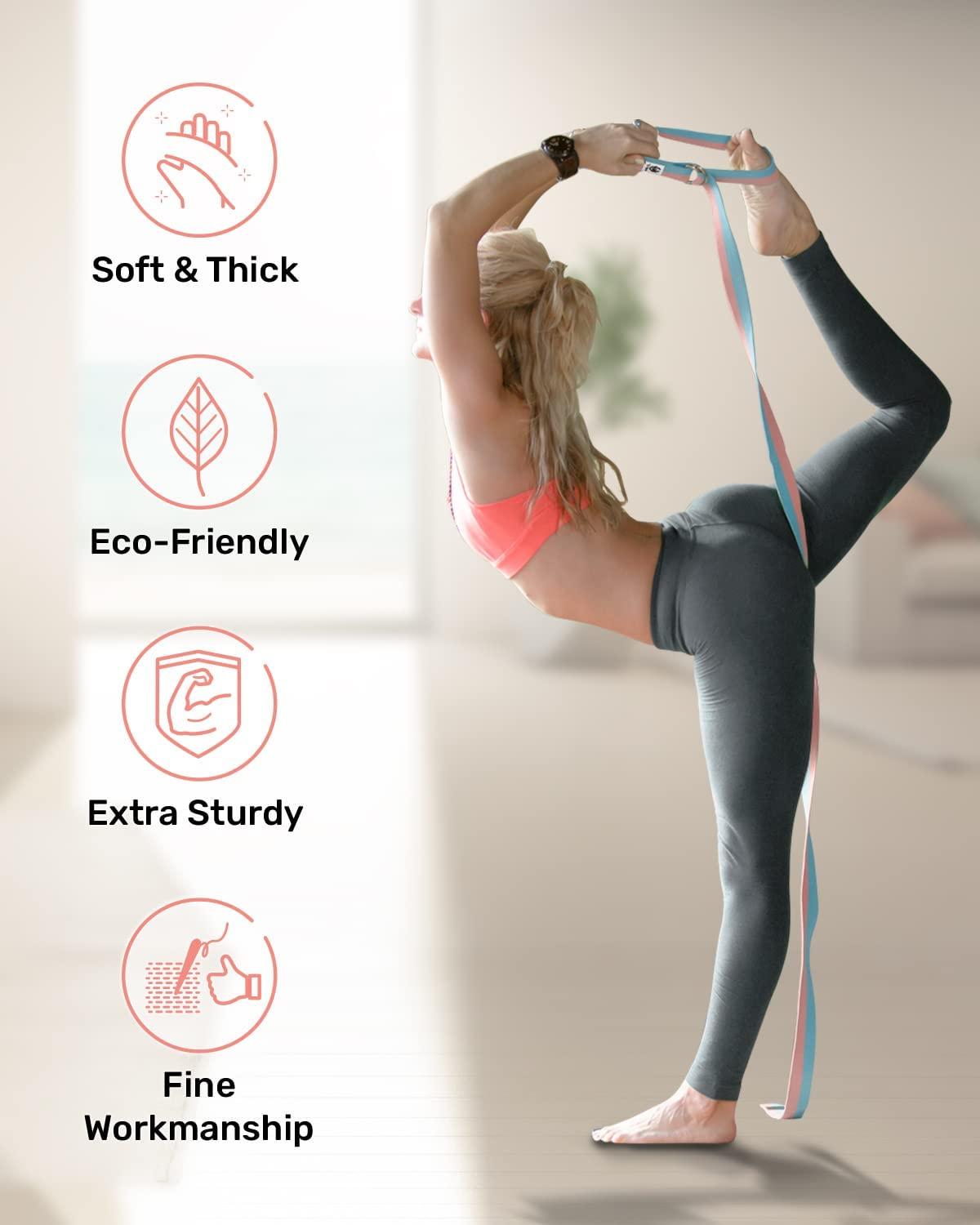 Vành đai yoga/dây đeo yoga/băng yoga  cotton với khóa D-vòng D có thể điều chỉnh thêm