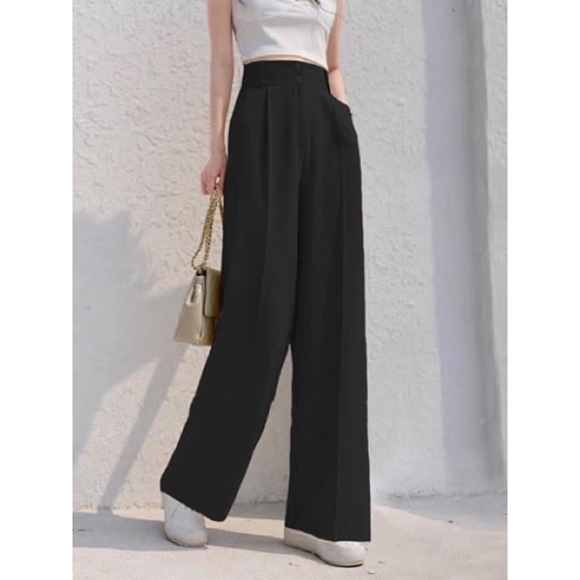 Quần Vải Nữ ️SALE️ Culottes Ống Suông siêu cao khóa trước 2 khuy chất tuyết mưa nhập khẩu cao cấp