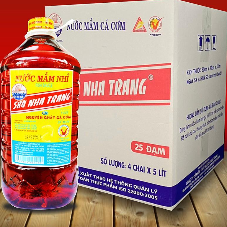 Chai 5 Lít Nước mắm Nhỉ Cá cơm 584 Nha Trang - 25 độ Đạm, Date luôn mới