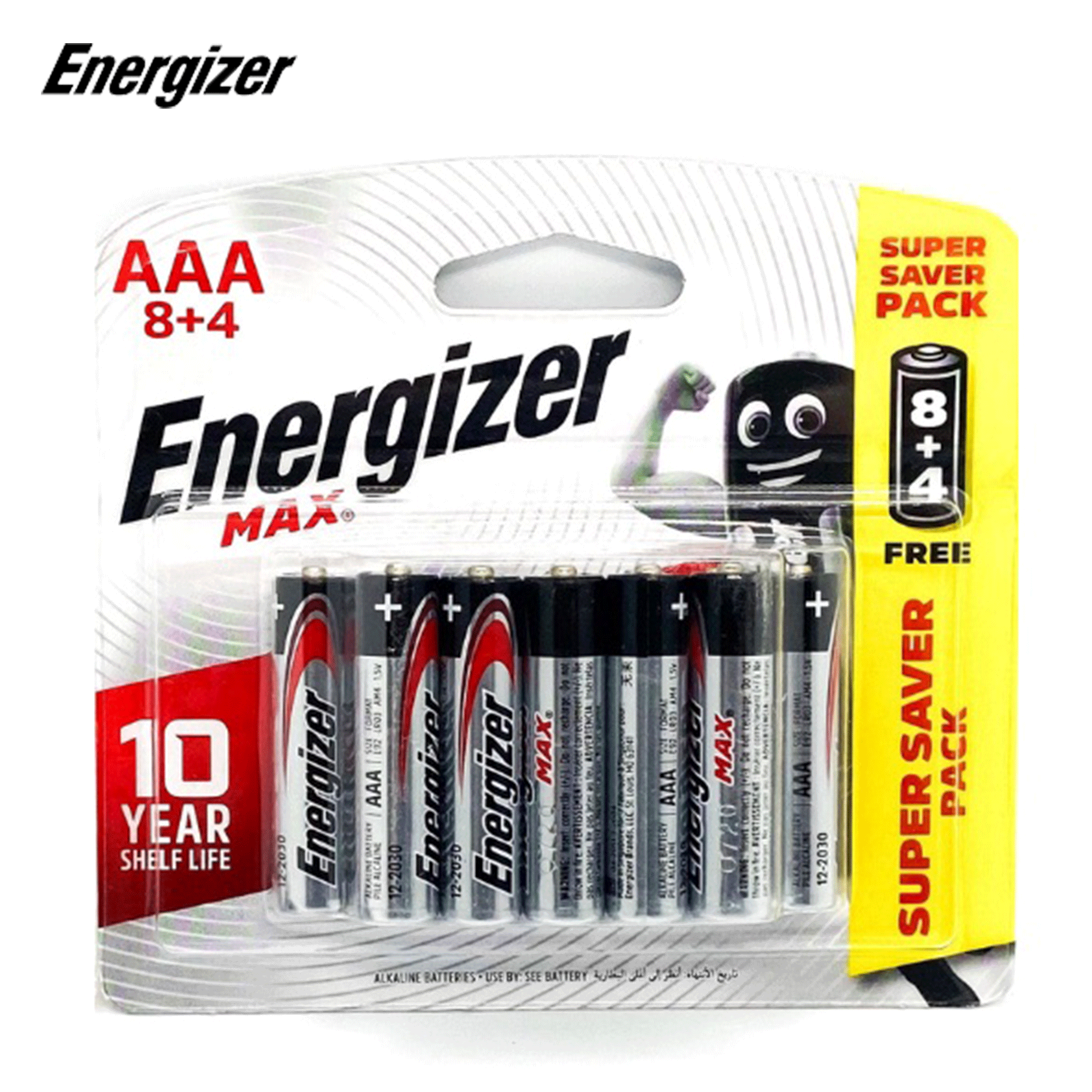 Pin Max 8 + 4 Viên Energizer E91 BP8+4 AAA (Bao bì mới)