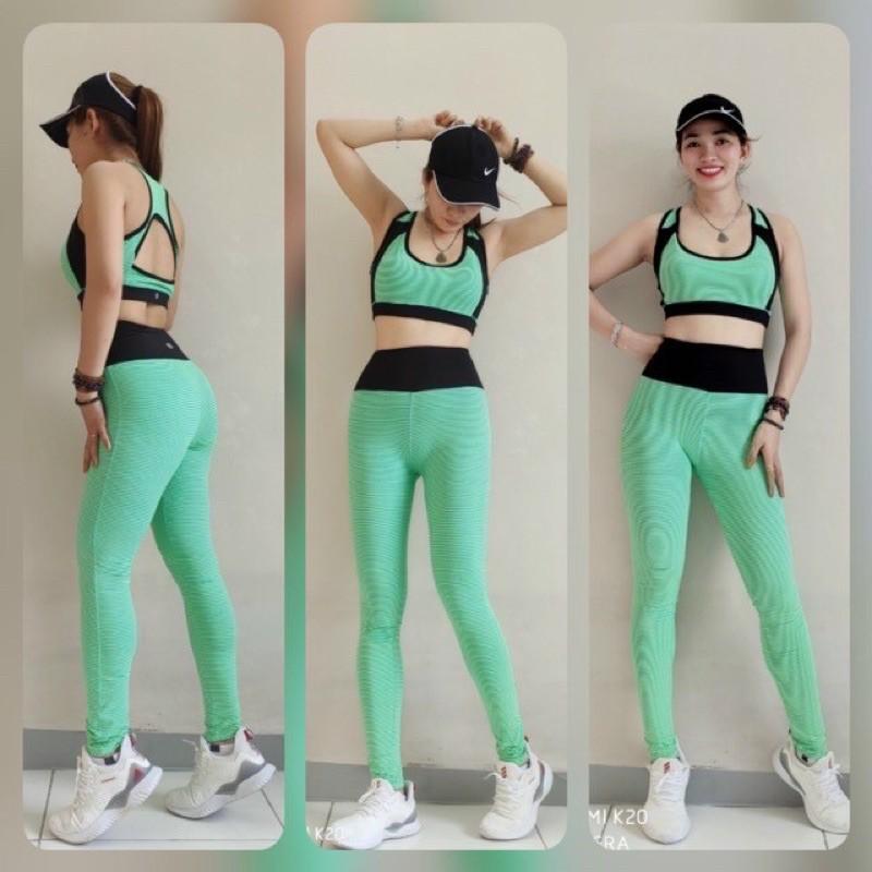 Bộ tập yoga, gym nữ, áo bra phối dây và quần dài rất đẹp