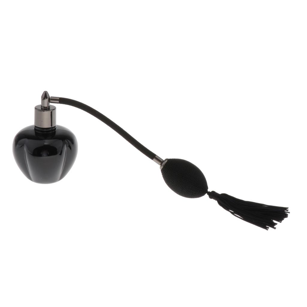 Refillable Empty Glass Perfume Bottle Black Bulb Tassel Spray Atomizer 100ml