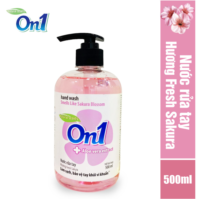 COMBO 2 Chai Nước rửa tay sạch khuẩn On1 hương Fresh Sakura (2 chai x 500ml) RT506