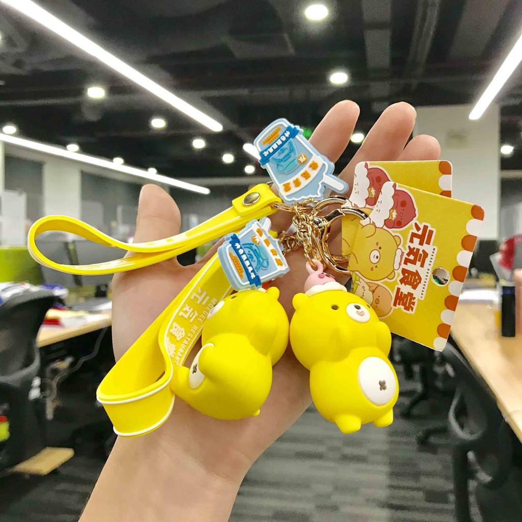 Móc khóa Gấu vàng đội thú CAO CẤP