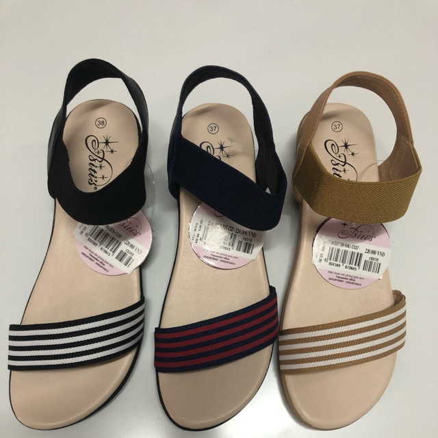 Dép Sandal nữ đế bằng 3f DTW07788