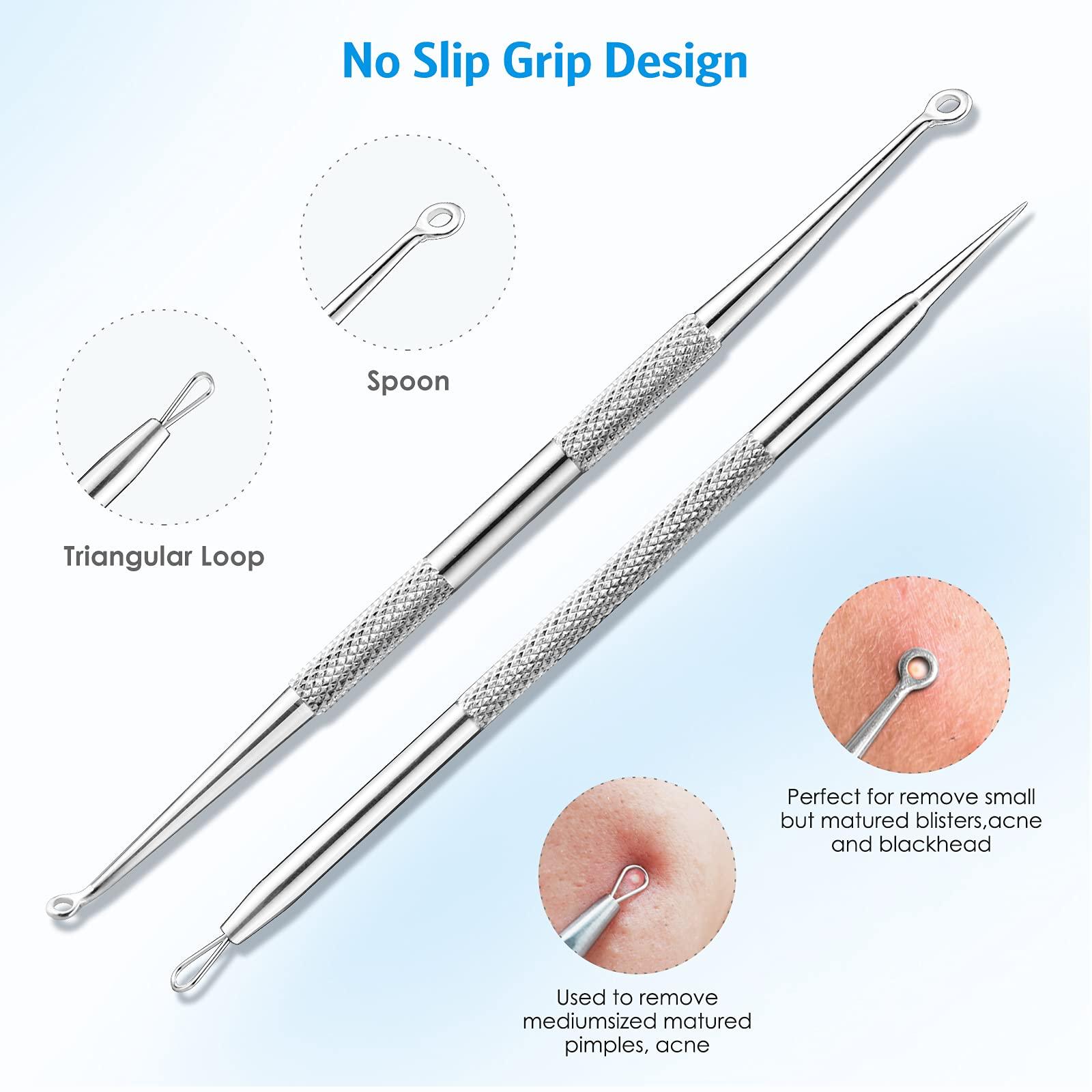 Chất chiết xuất điểm đen 10 mảnh, Kim kìm chuyên nghiệp Chim kìm đen, Thép không gỉ đầu màu đen với hộp lưu trữ kim loại, để  các diễn viên hài, nút và mụn mủ