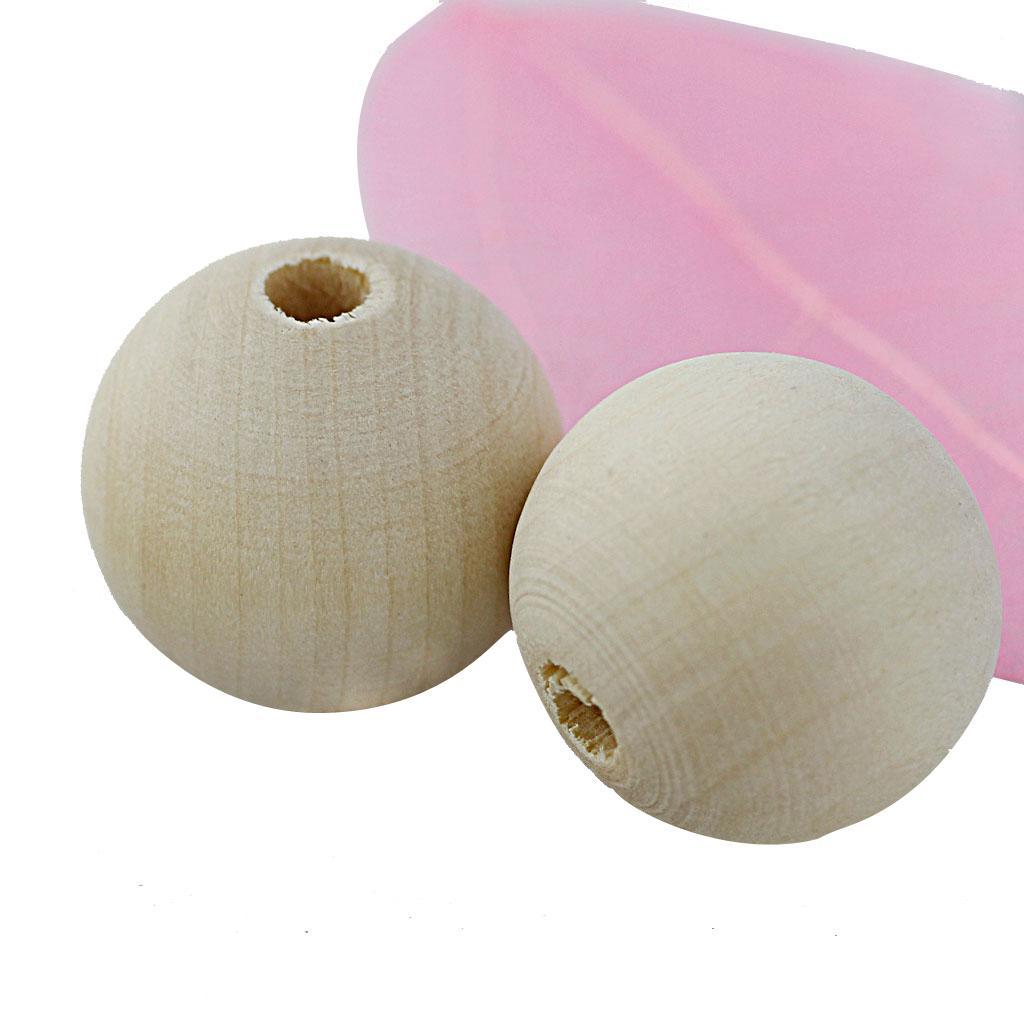 50x 20mm Natural Color Wood Round Wooden Beads Craft Jewelry Making Findings