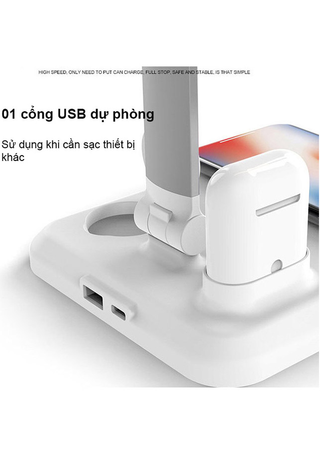 ĐÈN BÀN KIÊM ĐẾ SẠC 4 TRONG 1 NHÀ TÁO IPHONE, APPLE WATCH, AIRPODS