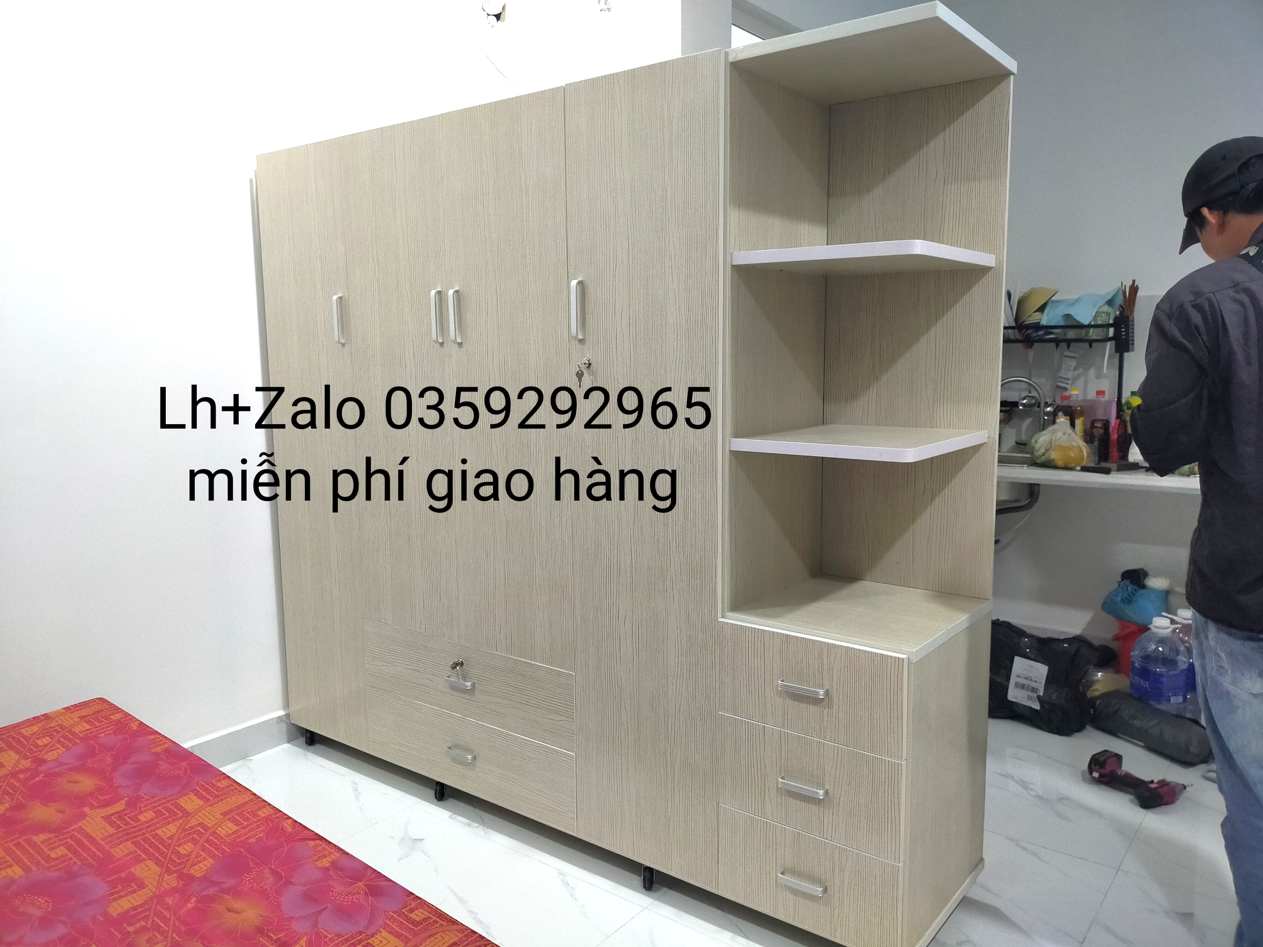 Tủ nhựa đài Loan 4 cánh 1 kệ