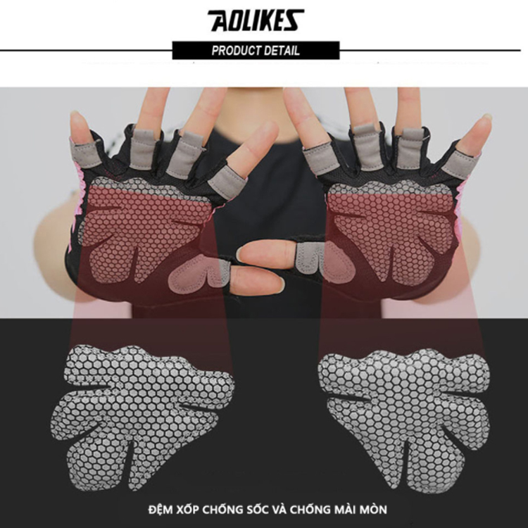 Găng tay nửa ngón tập gym, tập tạ Aolikes AL113B