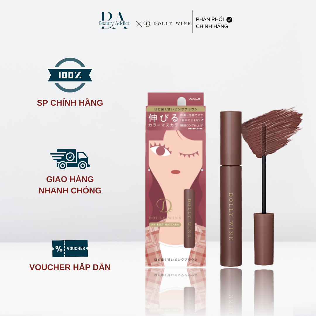 Mascara chống lem trôi màu nâu hồng - Koji Dolly Wink My Best Mascara Pink Brown