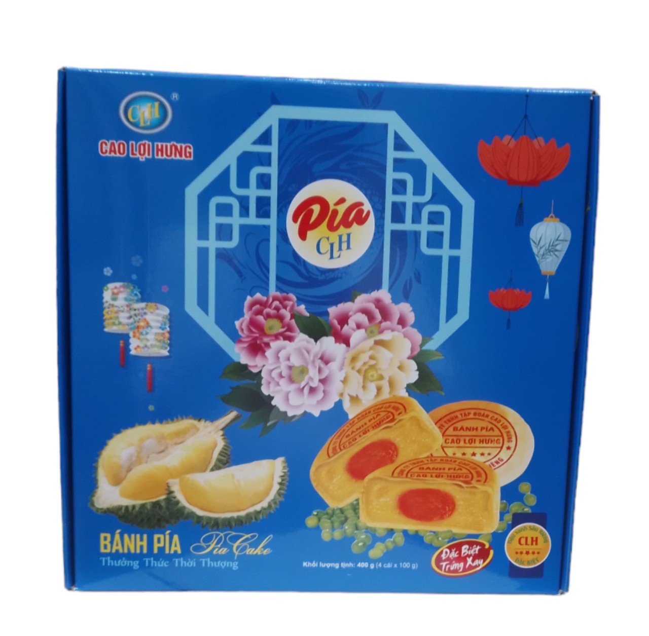 Bánh Pía Cao Lợi Hưng loại đậu xanh sầu riêng đặc biệt (ĐB trứng xay) 100g x 4 cái (hộp) 8938539202720