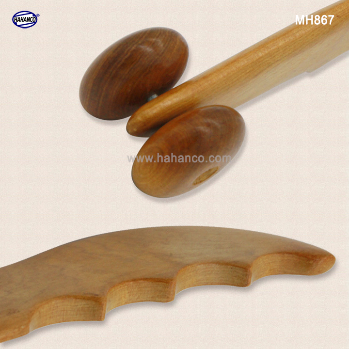 Dụng cụ lăn mũi và Mát xa ngón tay, cạo gió ấn huyệt bằng Gỗ Bách Xanh hình răng cưa Chăm sóc sức khỏe
