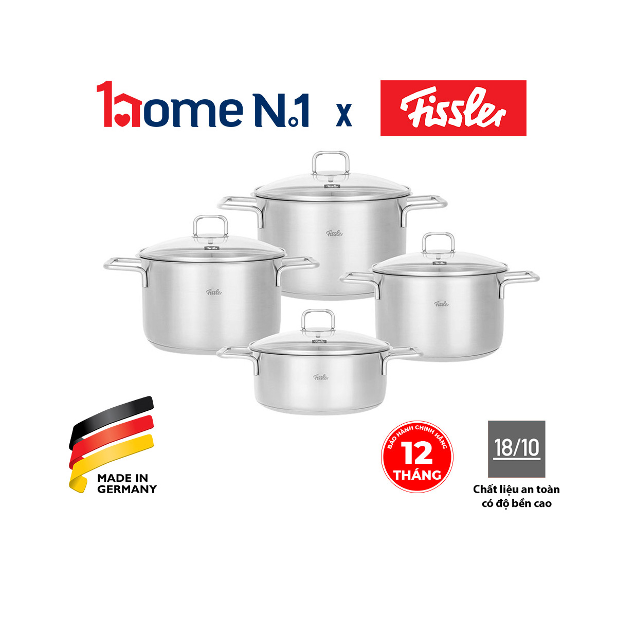 Bộ Nồi Cao Cấp Fissler Hamburg 4 Món - Phân Phối Chính Hãng