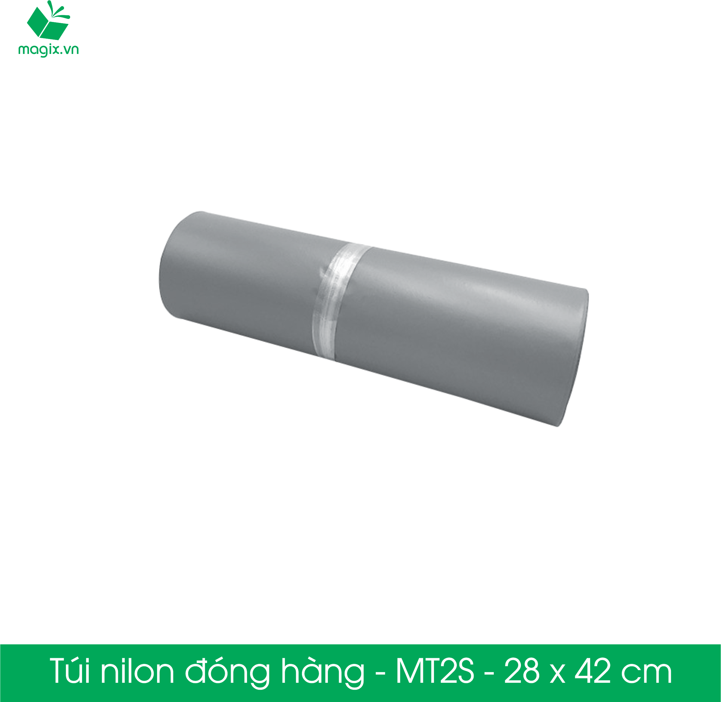 MT2S - 28x42 cm - Túi nilon gói hàng - 100 túi niêm phong đóng hàng màu xám