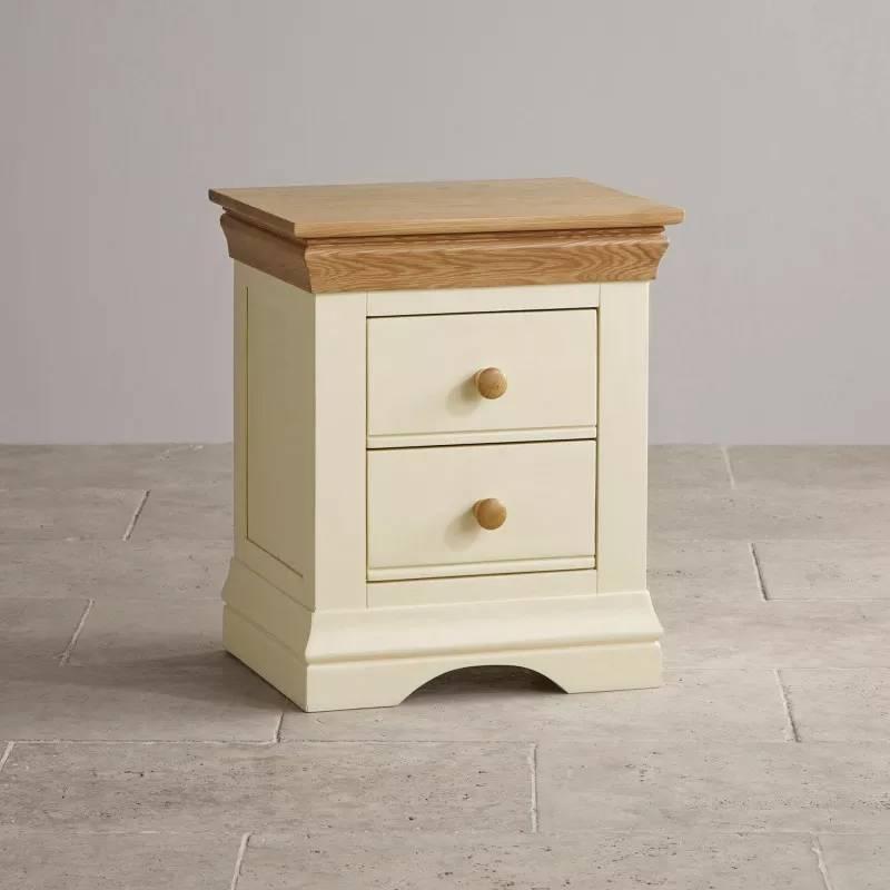 Tủ Đầu Giường 2 Ngăn Kéo Country Cottage Gỗ Sồi Ibie BSK2COUO - Trắng