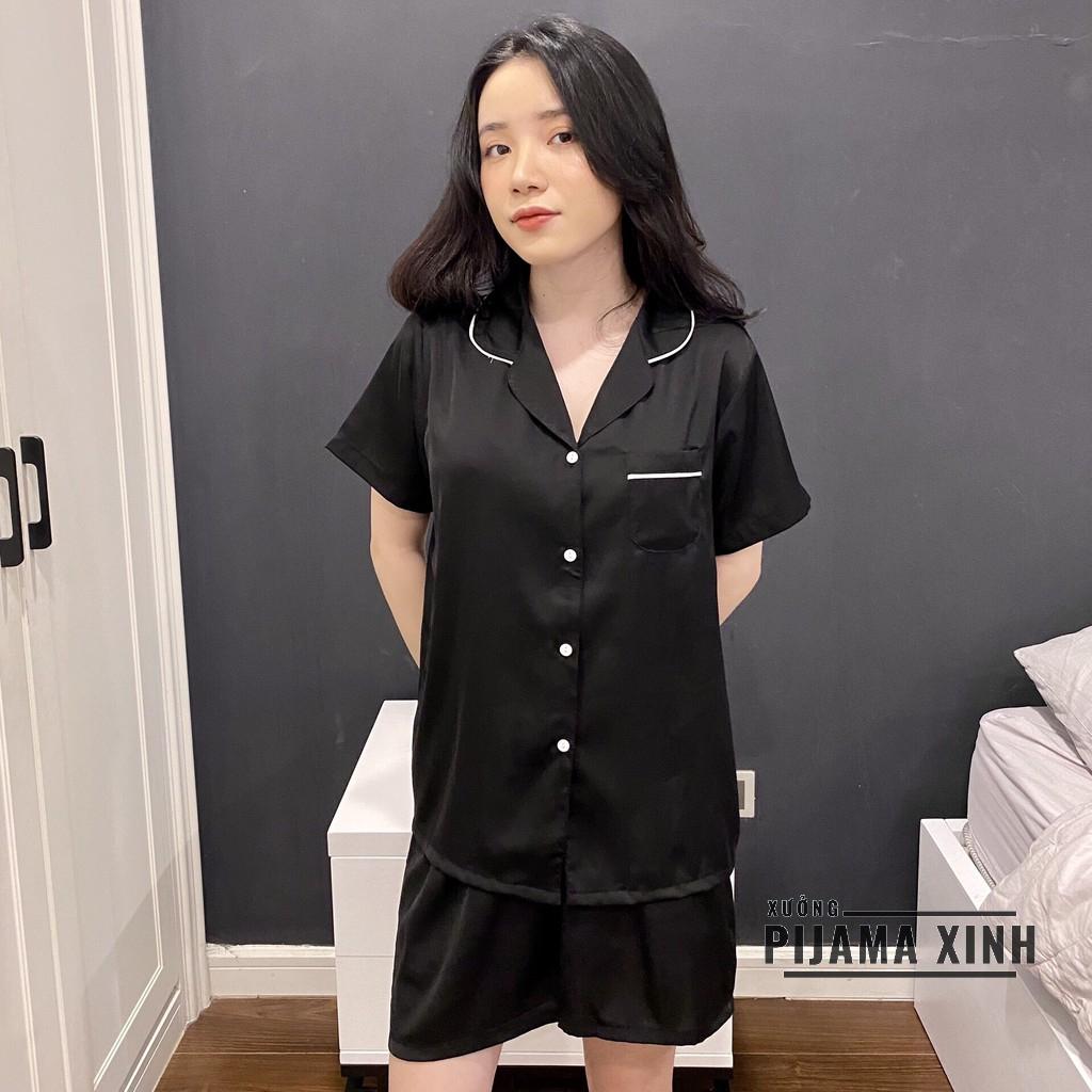 BỘ NGỦ PIJAMA LỤA - Đồ mặc nhà chất Latin trơn nhiều màu Cao cấp Chất đẹp Đường may chuẩn - Hàng cộc quần dài, đùi