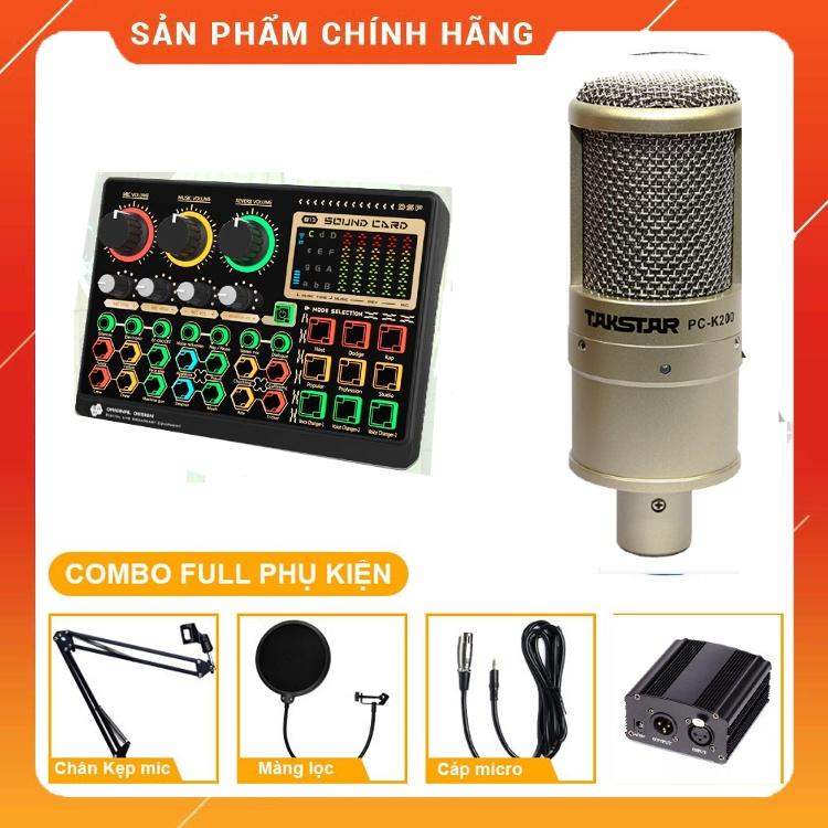 Combo Sound Card B13 &amp; Mic Thu Âm PC K200 . Chuyên Livestream Bigo, Tiktok,Thu Âm, Tặng Kèm Tai Nghe. Bảo Hành 12 Tháng