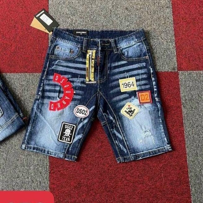 quần short jean nam đen xanh khóa kéo lệch thêu logo cực đẹp mẫu mới vải co giãn