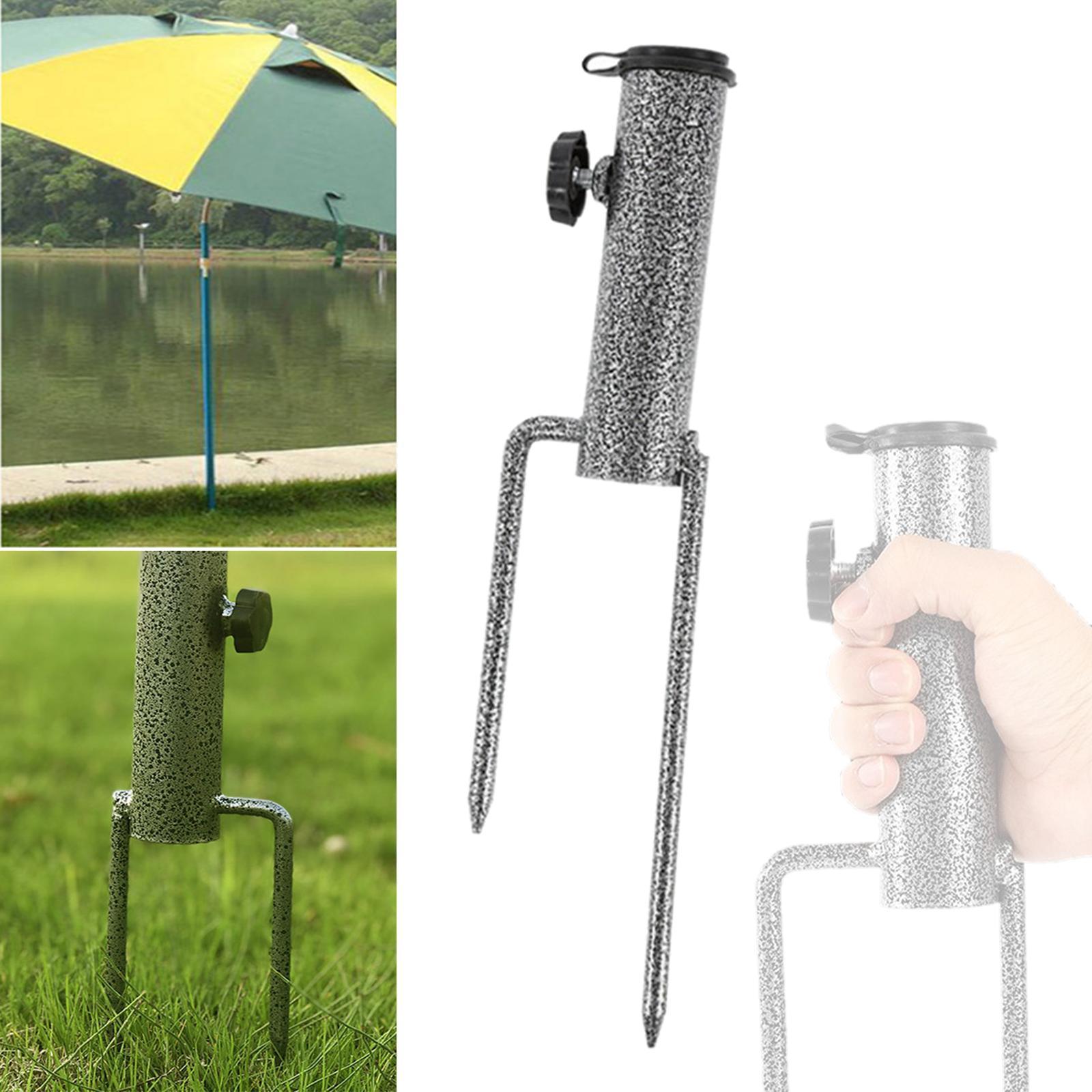 Parasol Umbrella Base Stand Outdoor Garden Metal Parasol Holder w/ 2 Forks